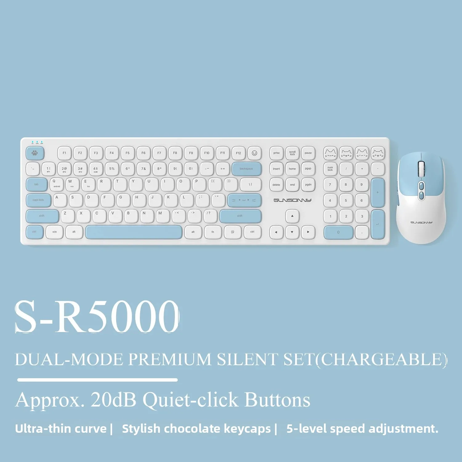 Desk Setup Keyboard - Cute Silent Keyboard and Mouse Set,