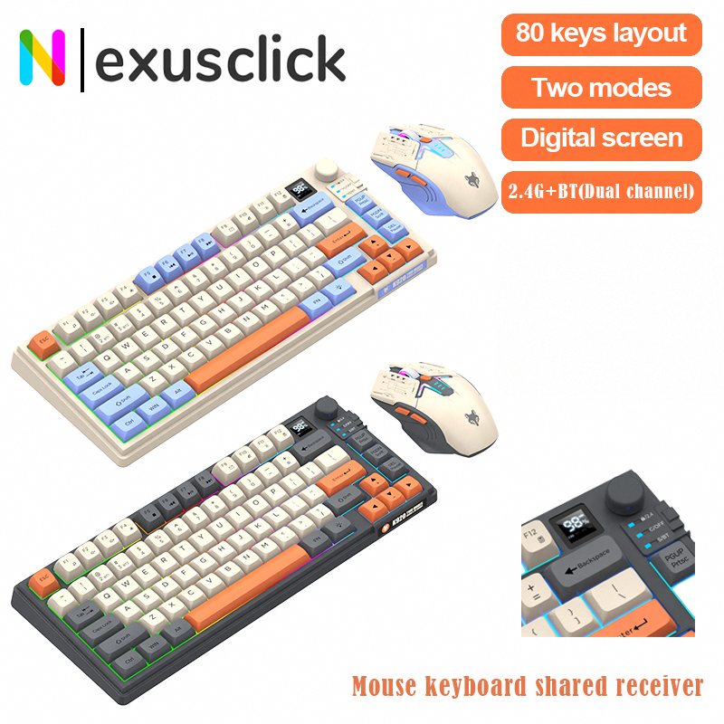 Desk Setup Keyboard - New Dual-Mode 80 Keys Wireless Gaming