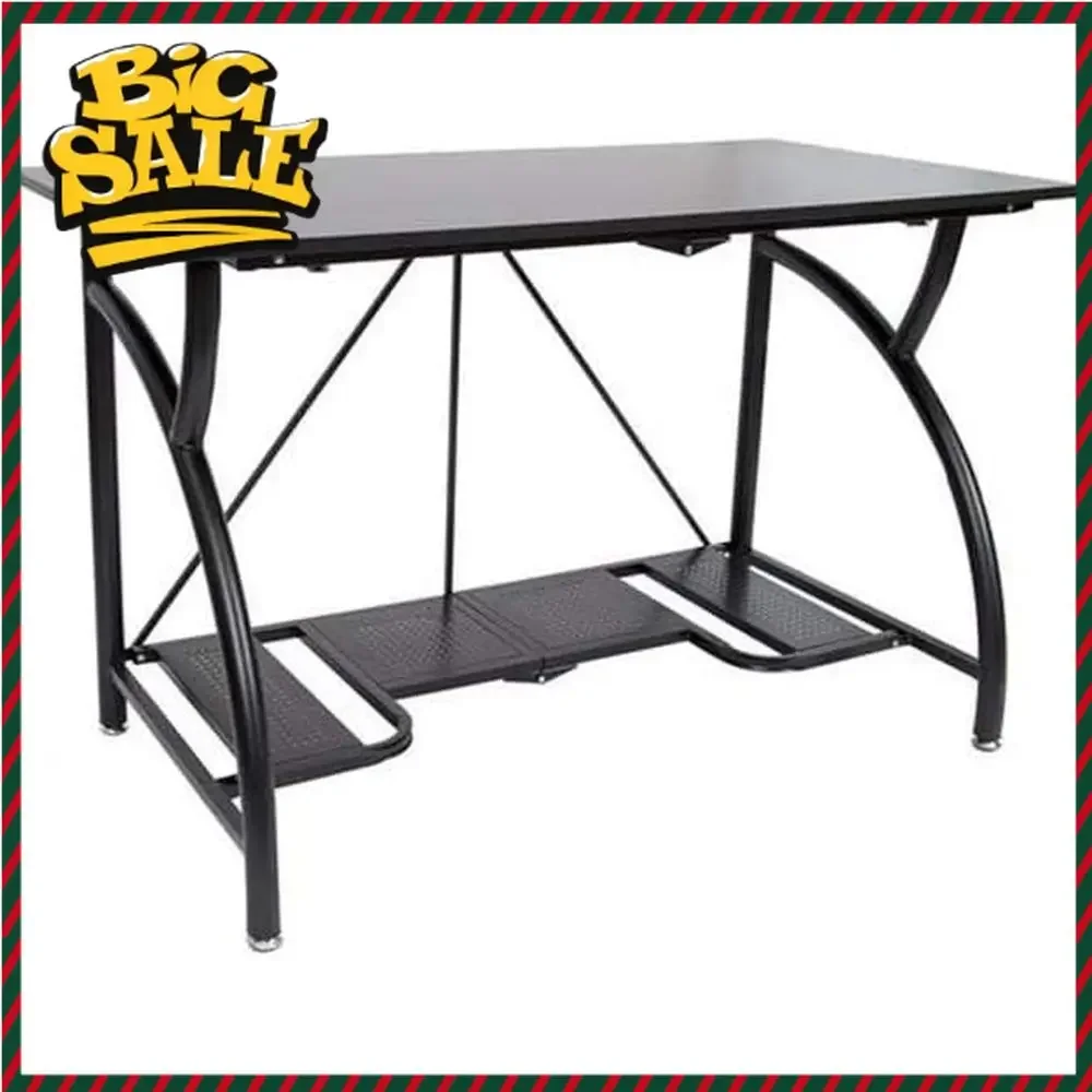 Dual Monitor Desk Setup - Space-Saving Foldable Desk for Home Office,
