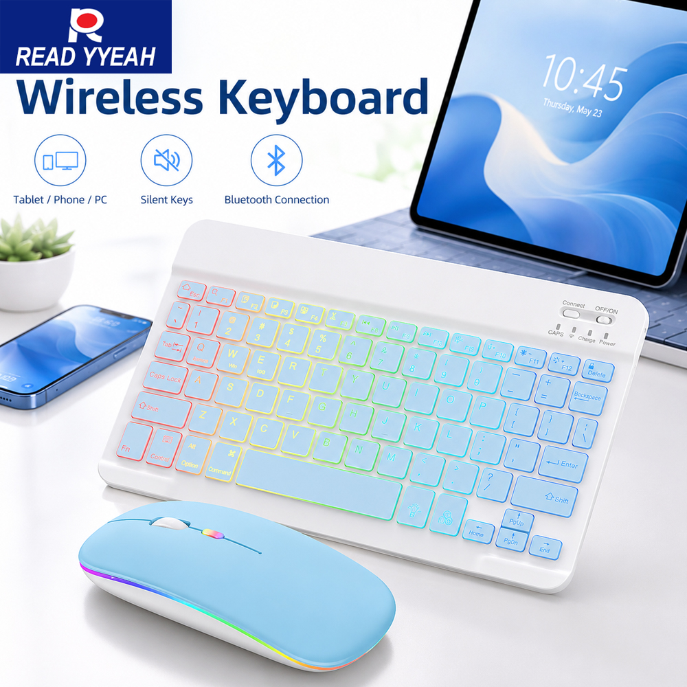 Desk Setup Keyboard - New Ultra Slim Portable 7 Color