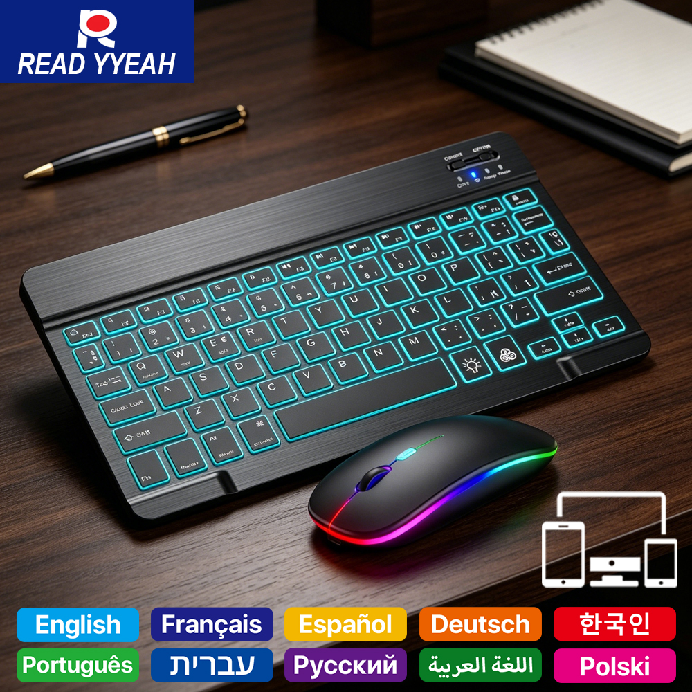 Desk Setup Keyboard - 2026 Backlight Bluetooth Keyboard Rechargeable With