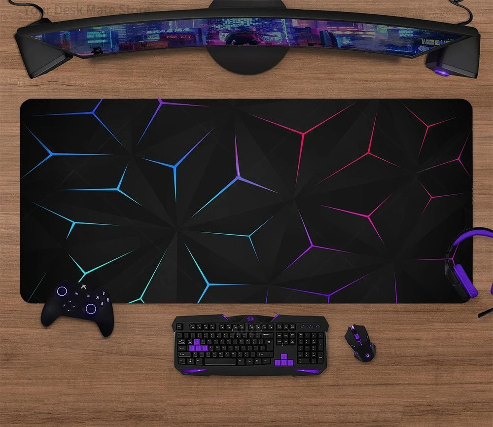 Desk Setup Keyboard - Geometric Line Gaming Desk Mat, Non-Slip