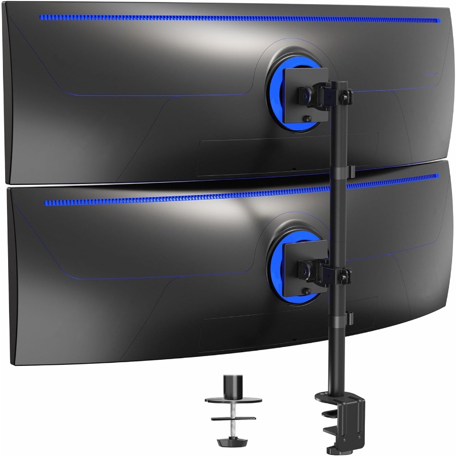 Dual Monitor Desk Setup - Dual Vertically Stacked UltraWide Monitor Desk