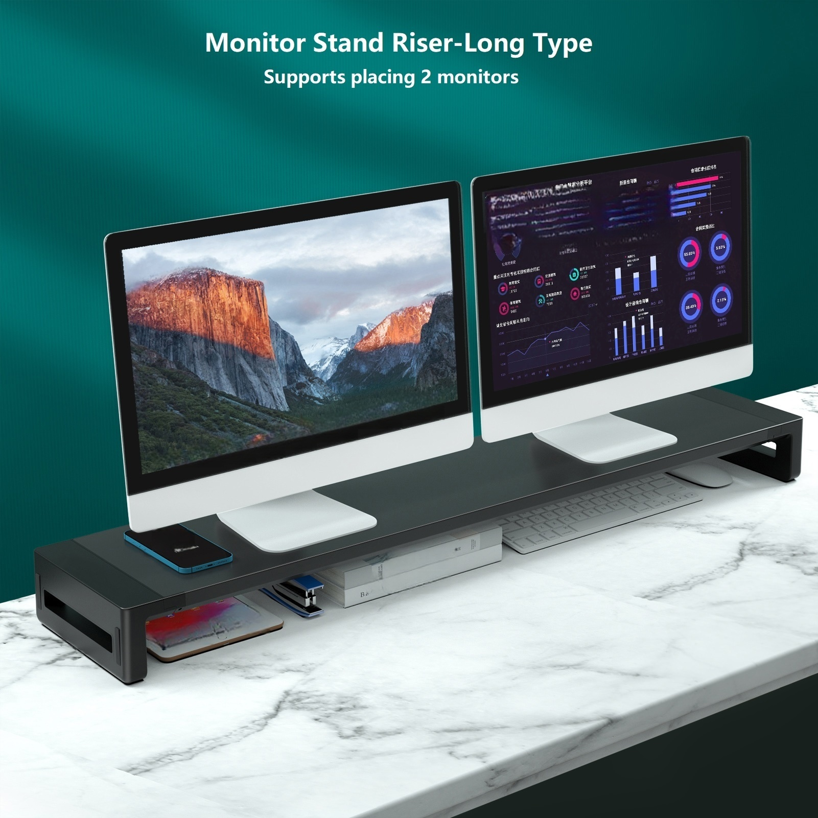 Dual Monitor Stand Riser, Exte - Dual Monitor Desk Setup ulasan dan harga
