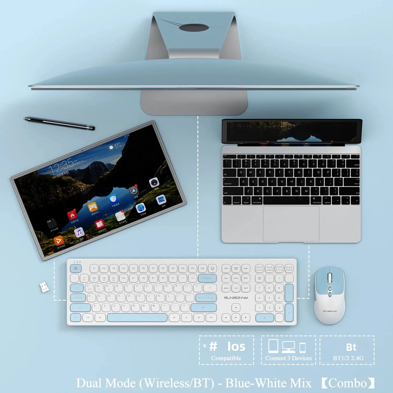 Cute Silent Keyboard and Mouse - Desk Setup Keyboard ulasan dan harga