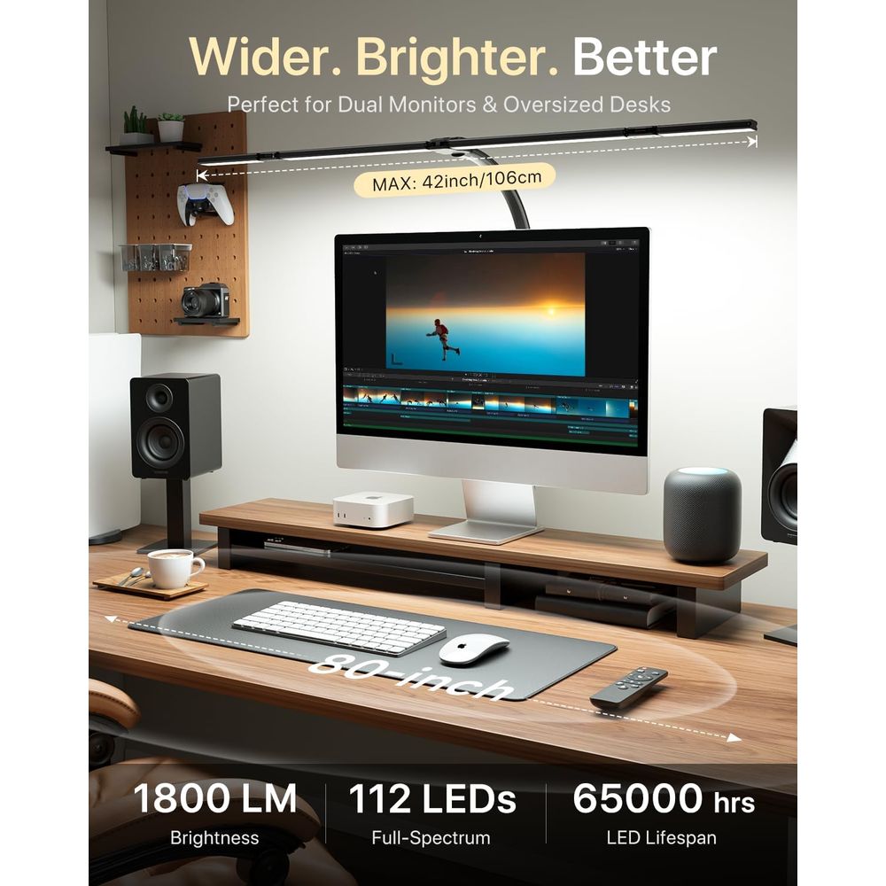 42-inch LED Desk Lamp with Adj - Dual Monitor Desk Setup ulasan dan harga