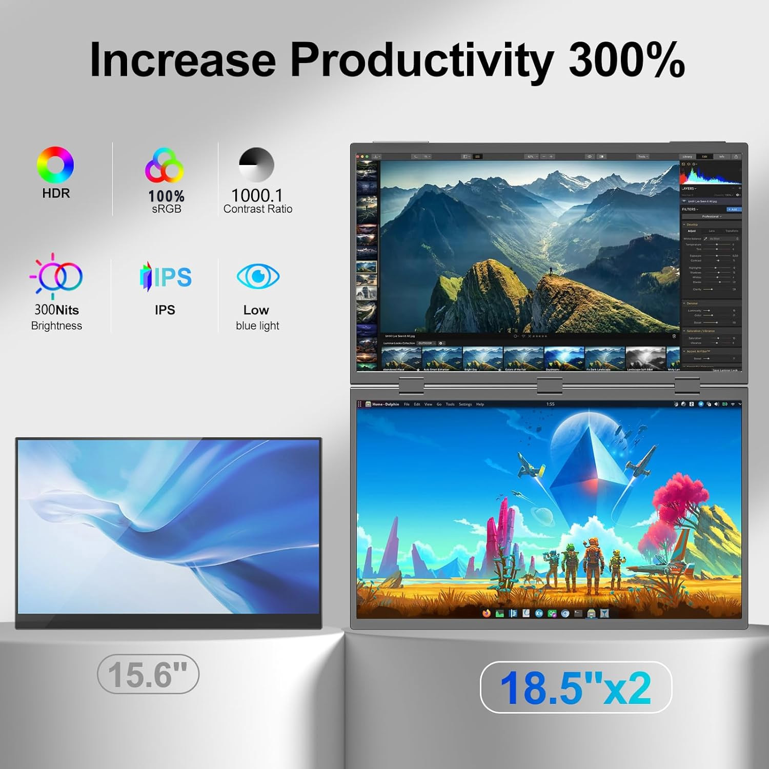 AHXJKA 18.5-Inch 100Hz Dual Sc - Dual Monitor Desk Setup ulasan dan harga