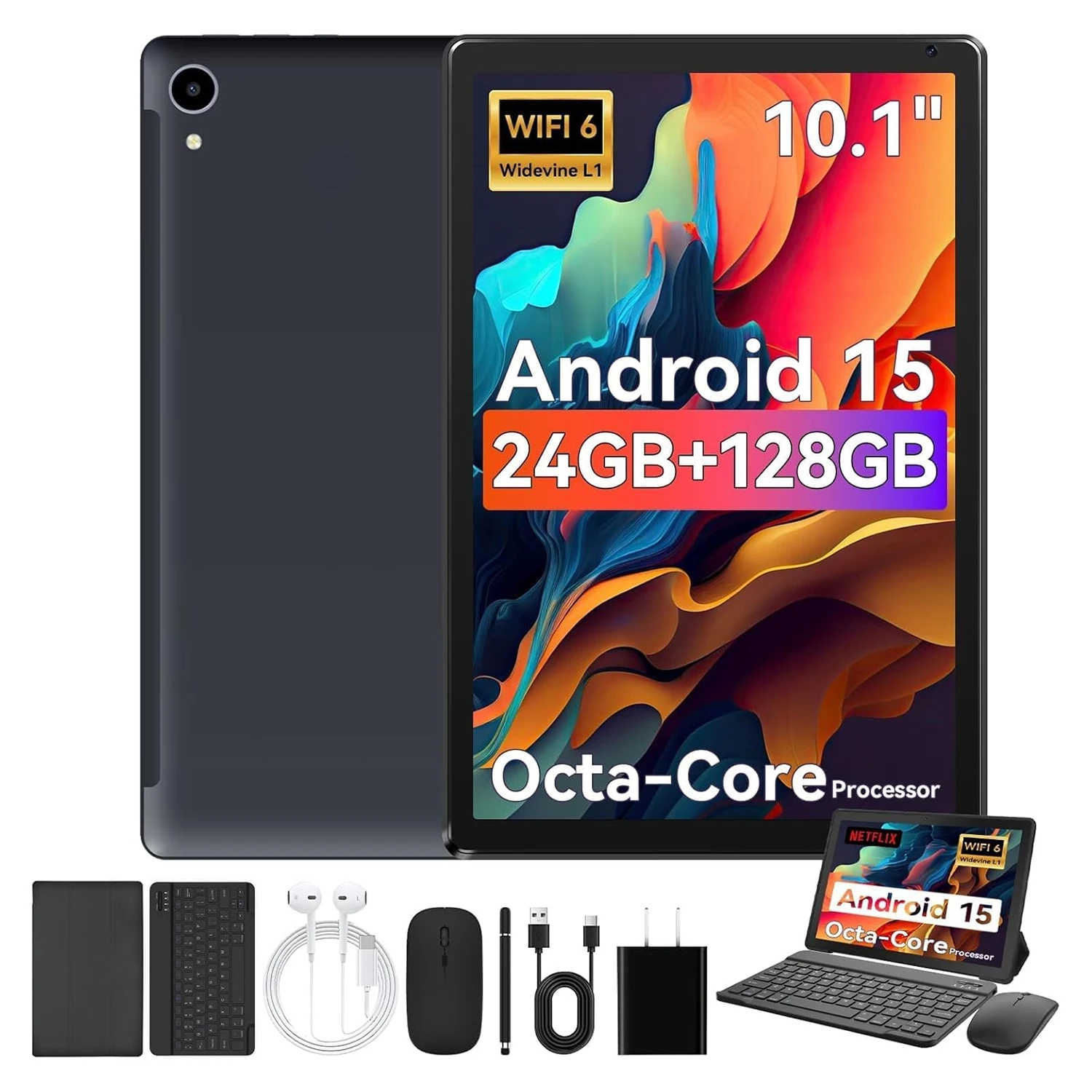 URAO 10 Inch Android 15 Tablet - Desk Setup Keyboard ulasan dan harga