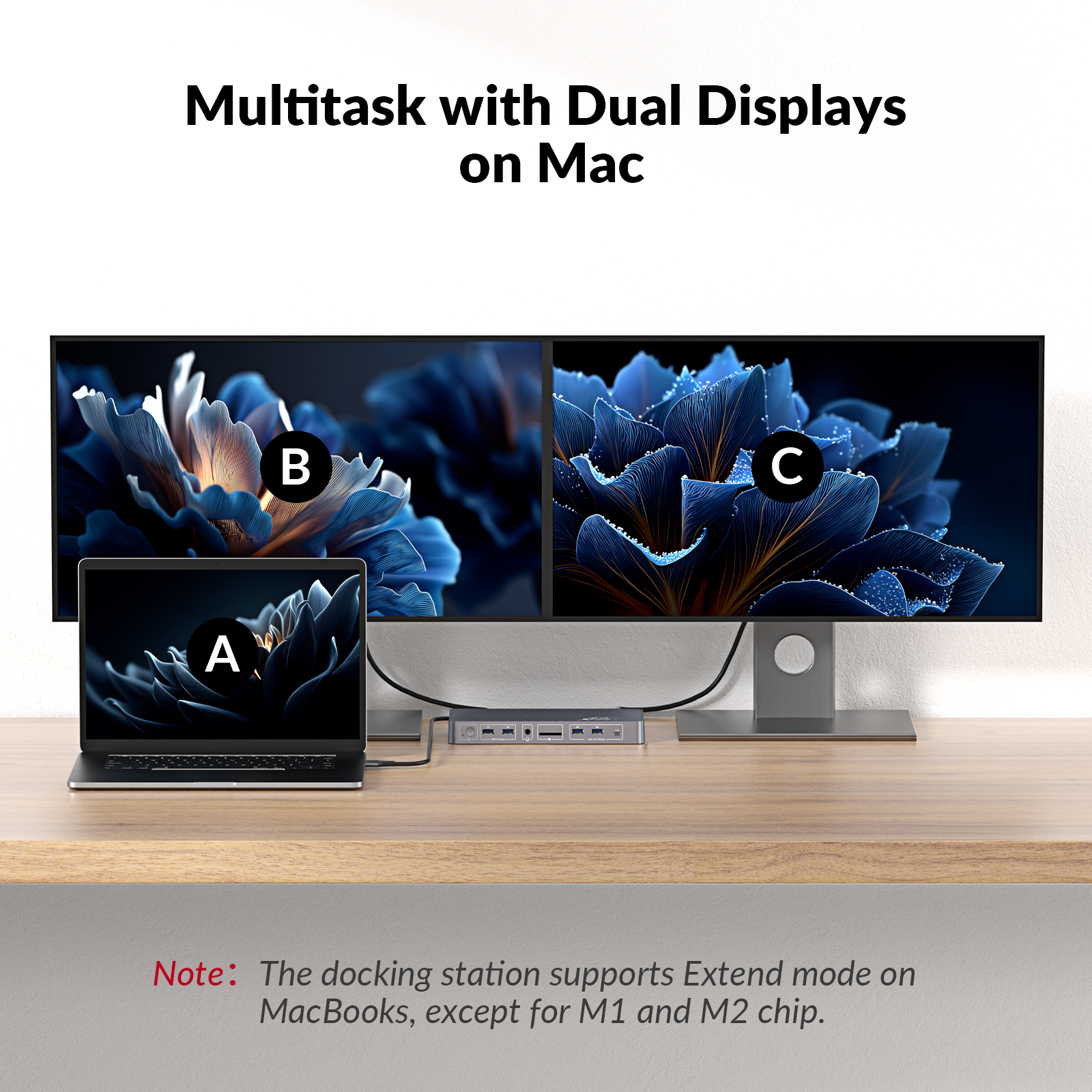 USB-C Docking Station for MacB - Dual Monitor Desk Setup ulasan dan harga