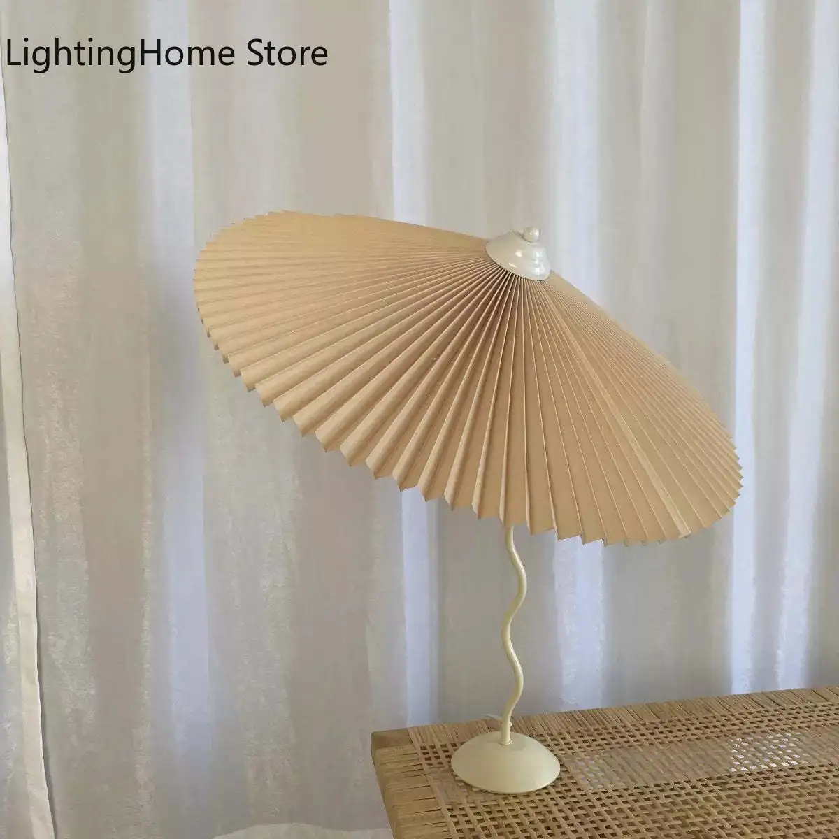 Table Lamp ins Retro Pleated U - Desk Setup Vintage ulasan dan harga