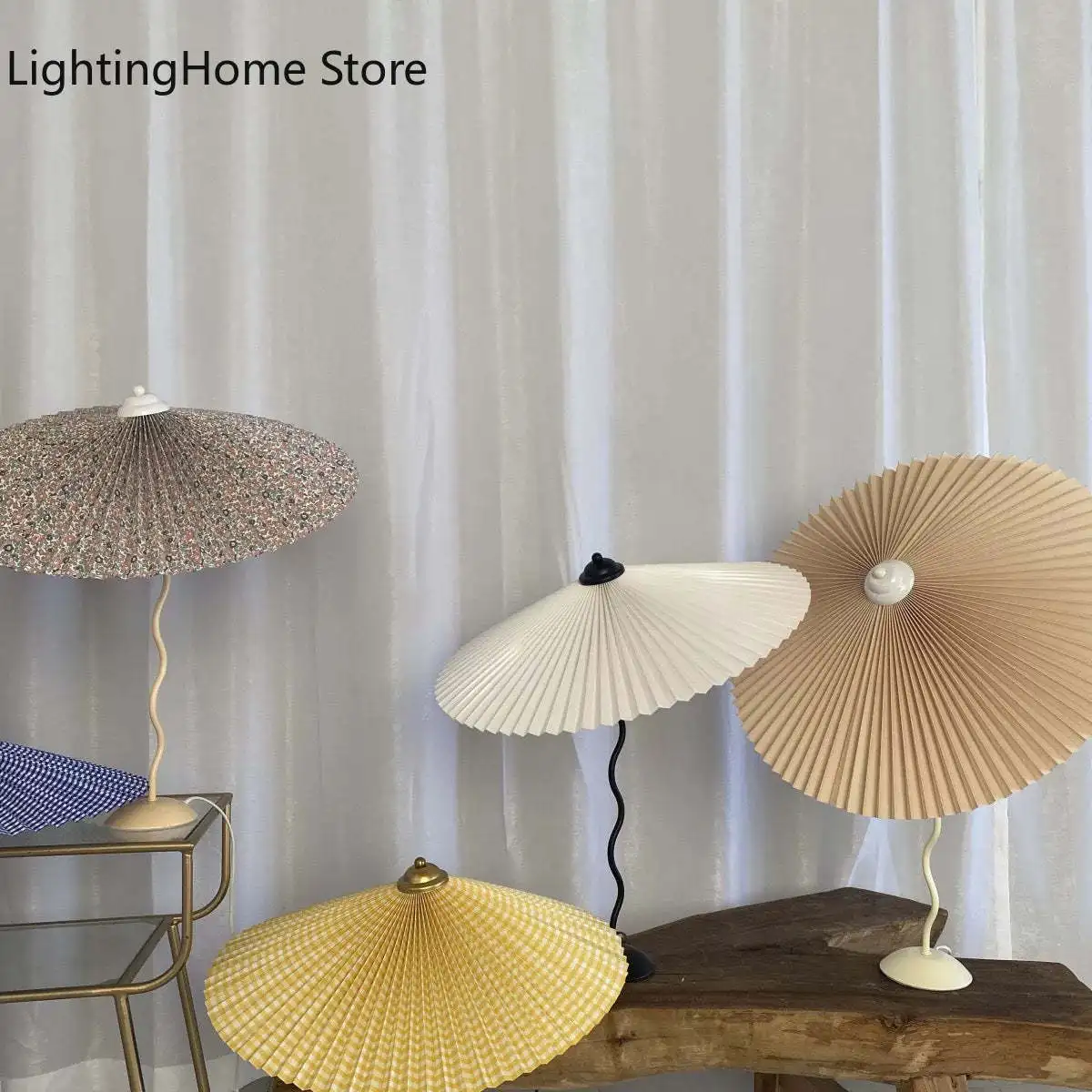 Table Lamp ins Retro Pleated U - Desk Setup Vintage ulasan dan harga