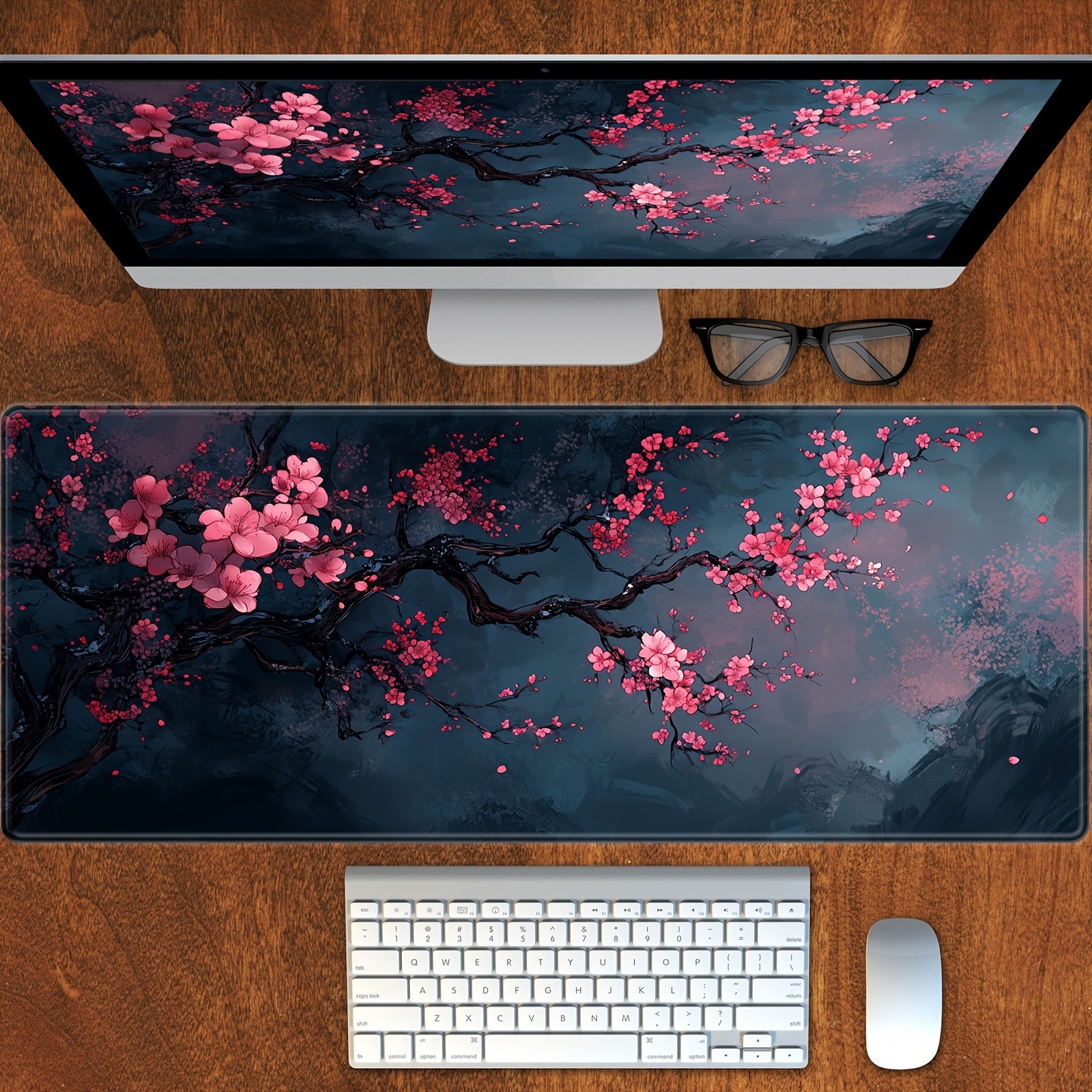 Night Cherry Blossom gaming mo - Rubber Mat Desk ulasan dan harga