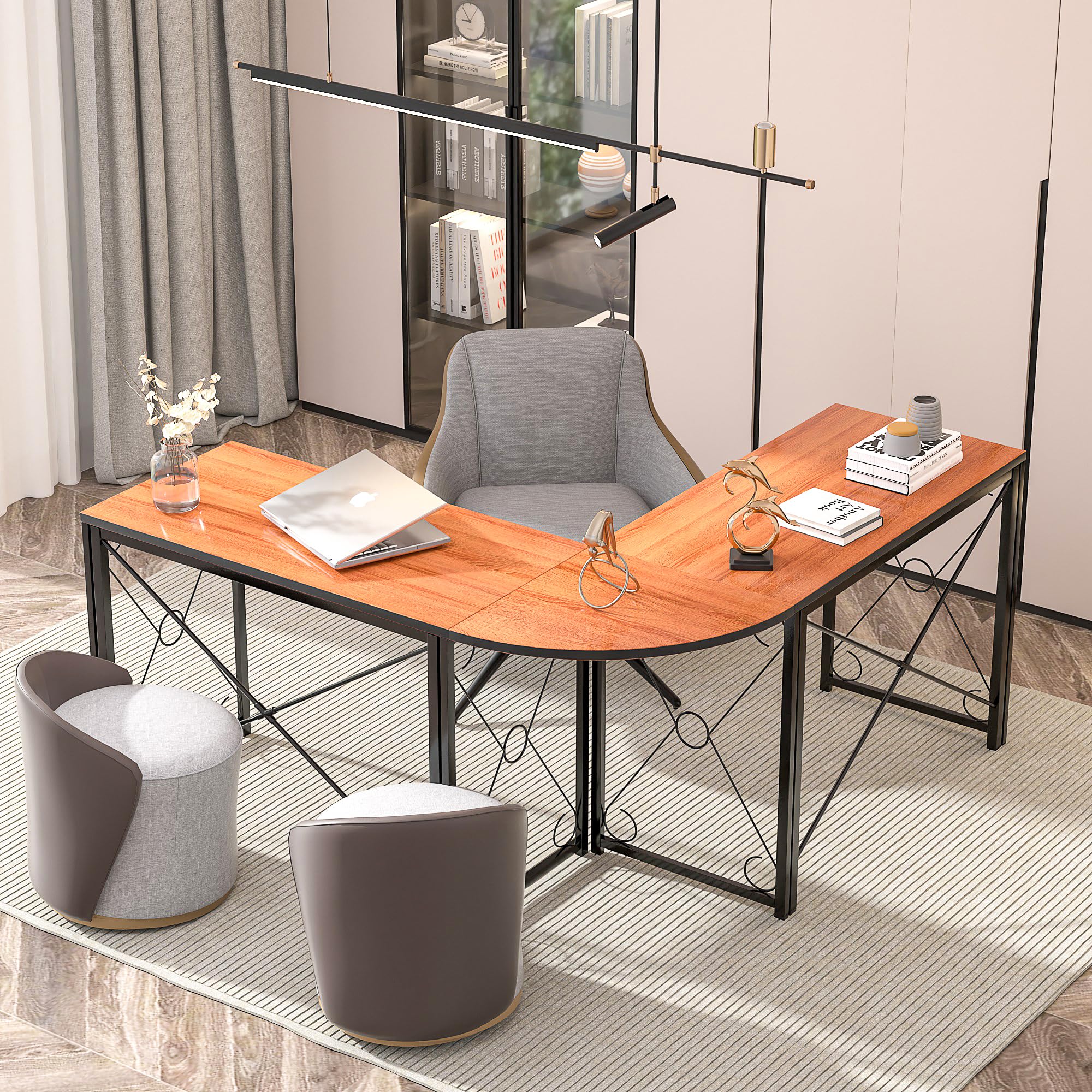 L-Shaped Computer Desk With Me - Dual Monitor Desk Setup ulasan dan harga