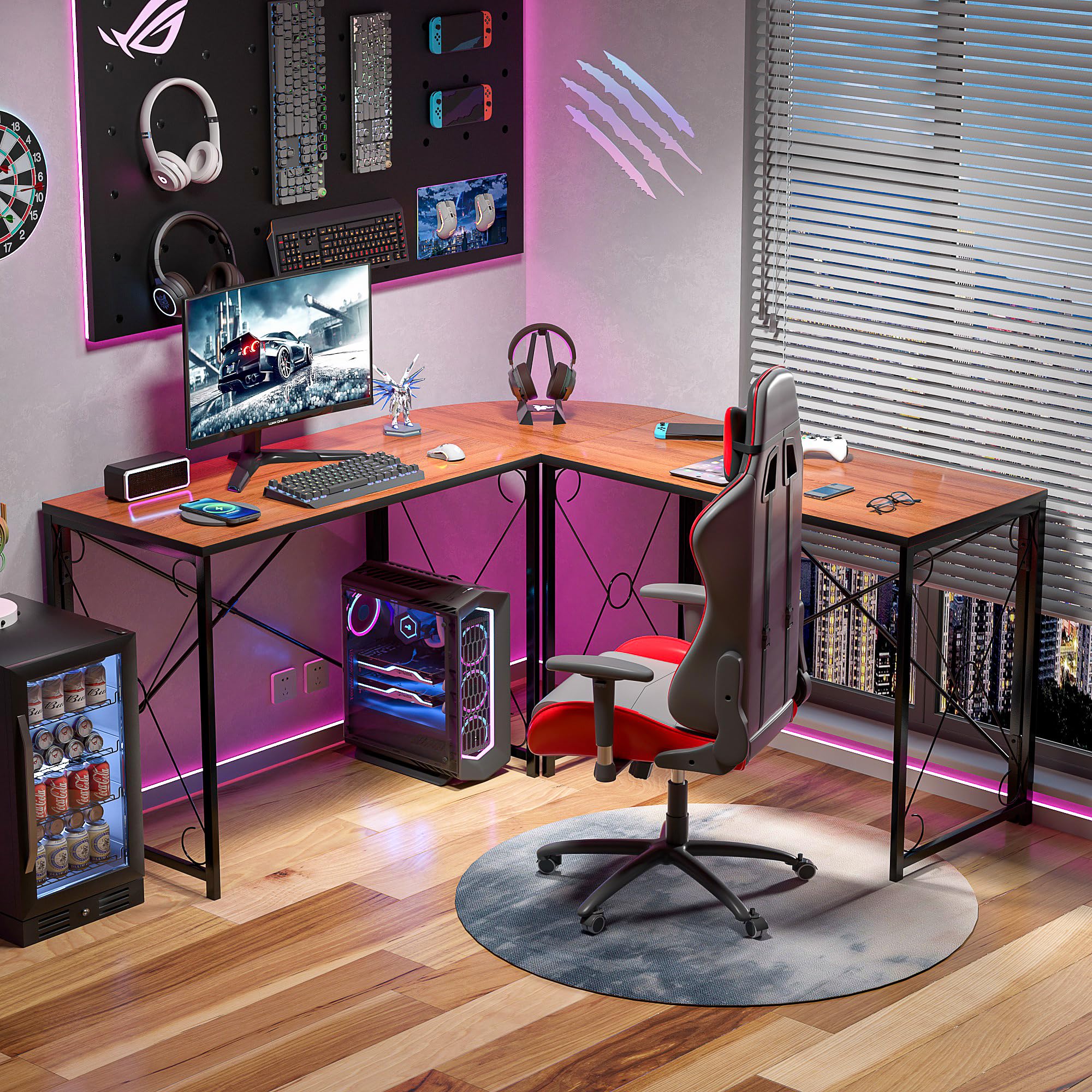 L-Shaped Computer Desk With Me - Dual Monitor Desk Setup ulasan dan harga