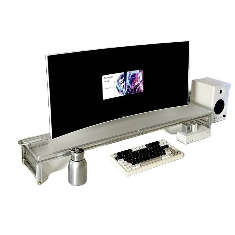 Aluminum Monitor Stand Acrylic - Desk Setup With Laptop And Monitor ulasan dan harga
