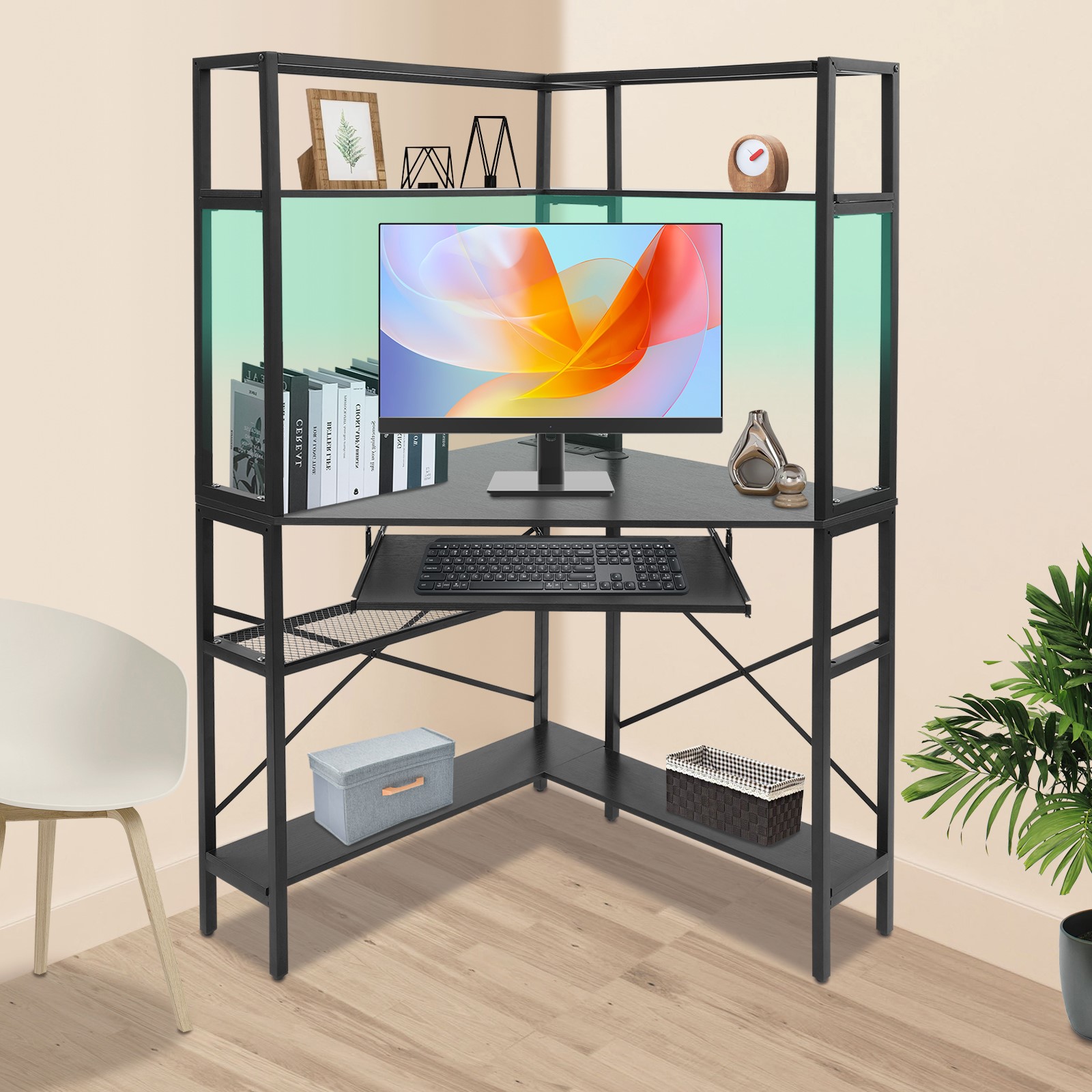 Triangular Corner Computer Des - Desk Setup Led Strip ulasan dan harga
