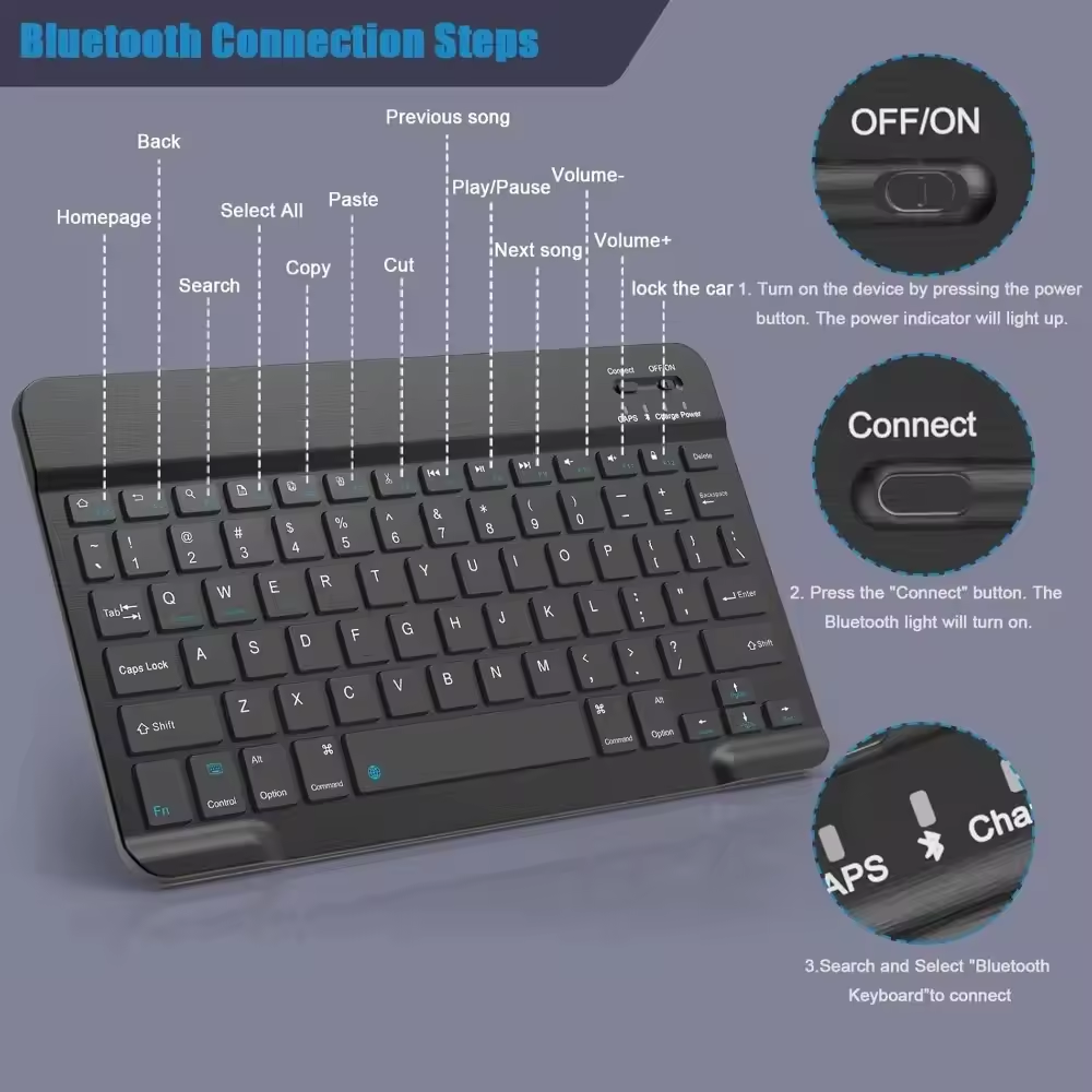Bluetooth Wireless Keyboard Mo - Desk Setup Keyboard ulasan dan harga