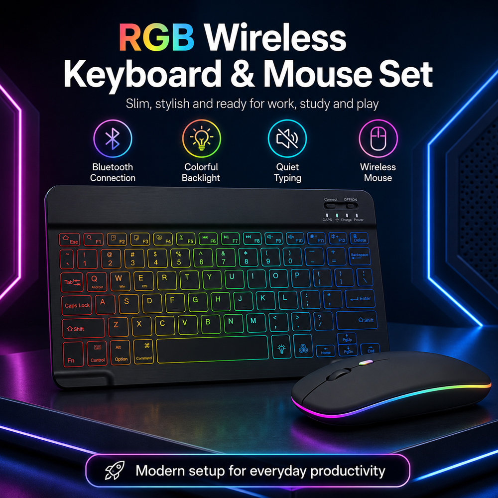 New Ultra Slim Portable 7 Colo - Desk Setup Keyboard ulasan dan harga