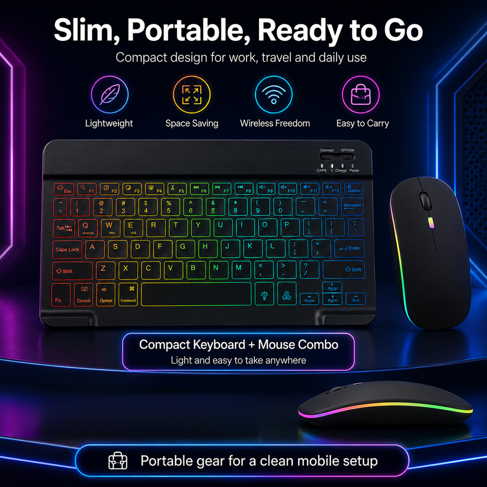 New Ultra Slim Portable 7 Colo - Desk Setup Keyboard ulasan dan harga