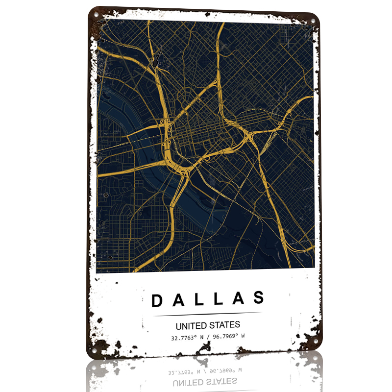 Dallas City Map Art Printed Po - Desk Setup Vintage ulasan dan harga