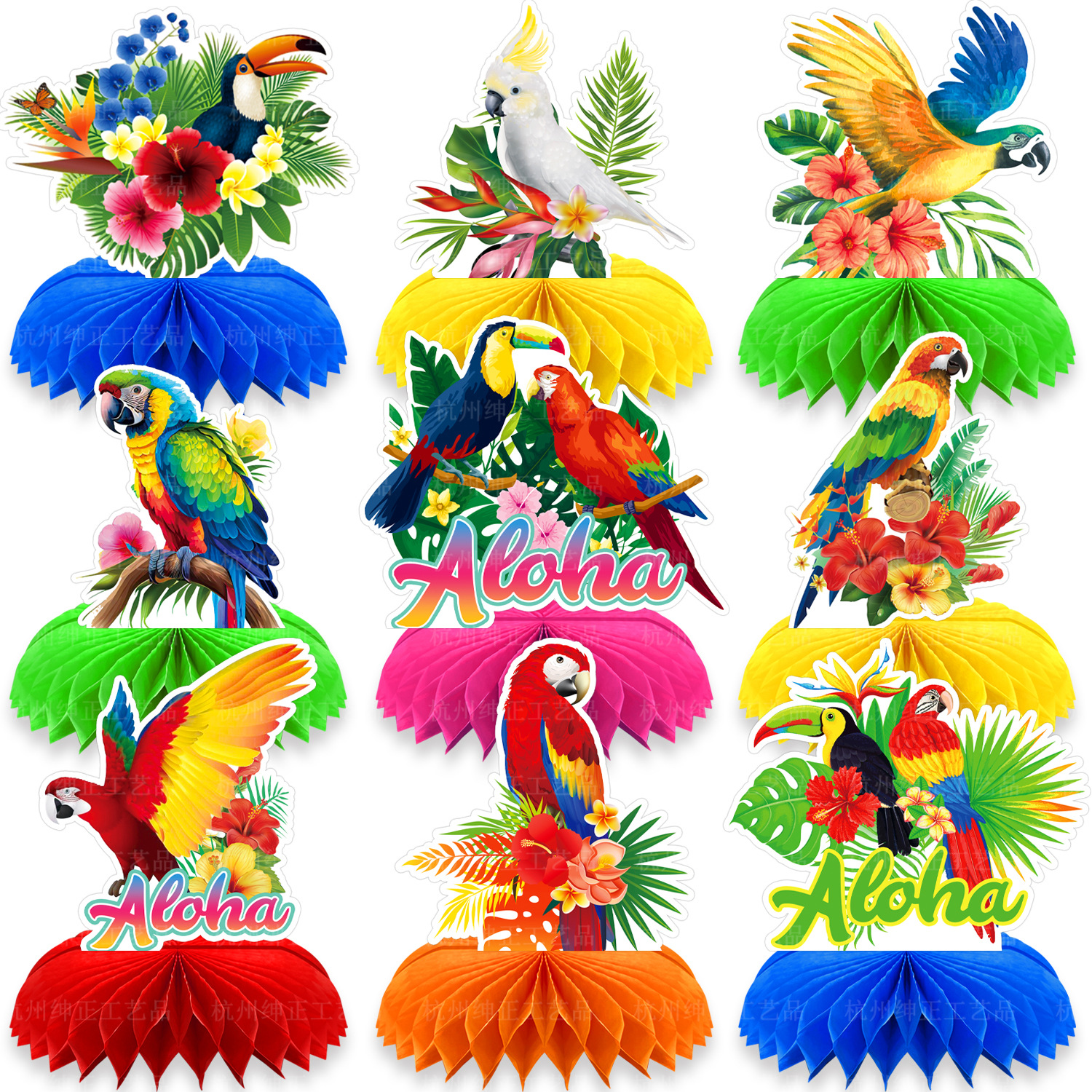 9Pcs Tropical Hawaii Theme Tou - Desk Setup Photo ulasan dan harga