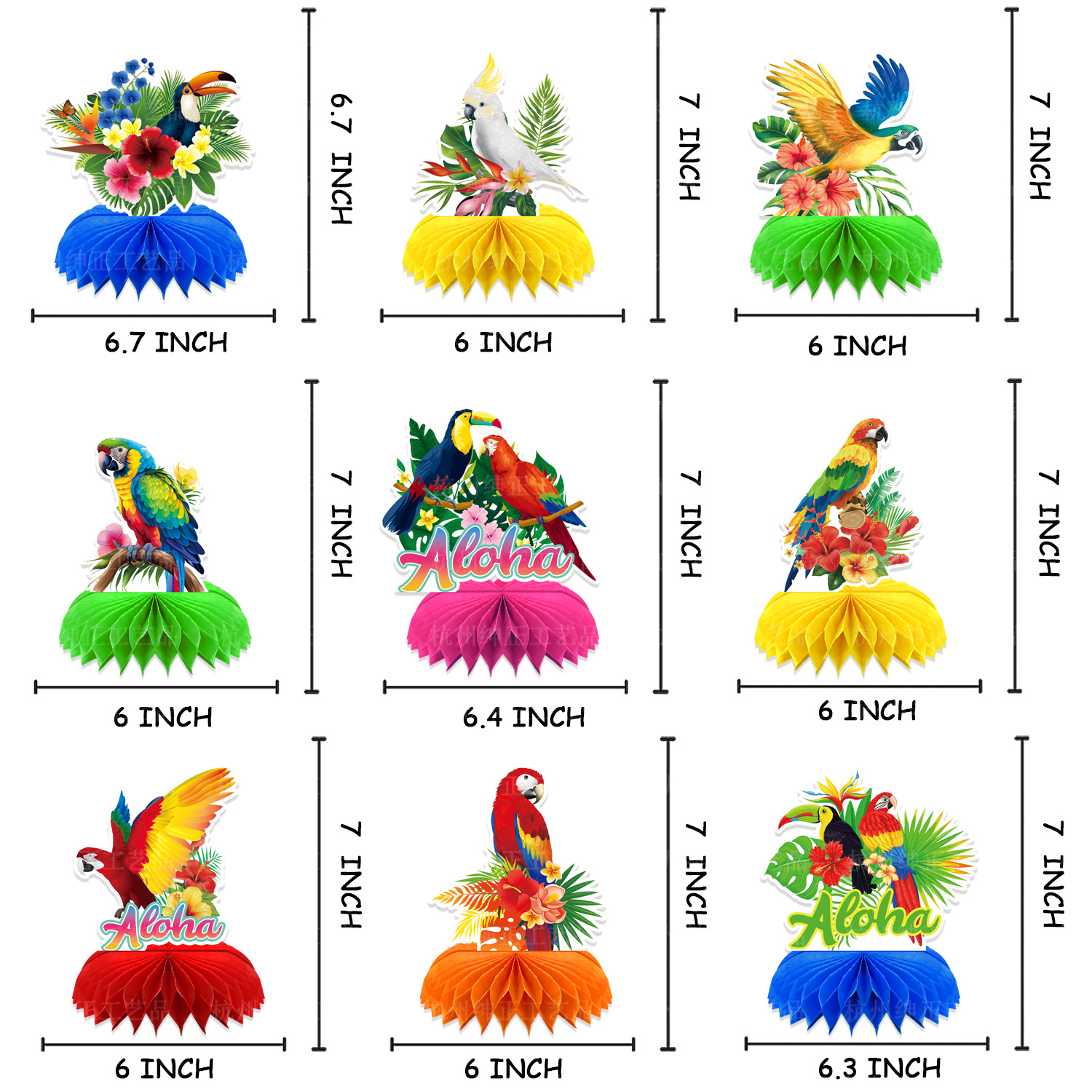9Pcs Tropical Hawaii Theme Tou - Desk Setup Photo ulasan dan harga