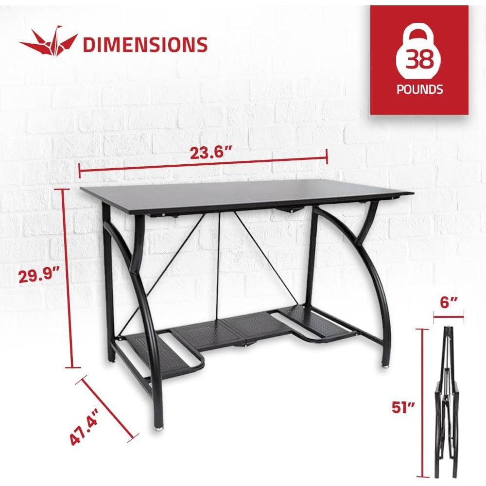 Space-Saving Folding Desk for  - Desk Setup With Laptop And Monitor ulasan dan harga