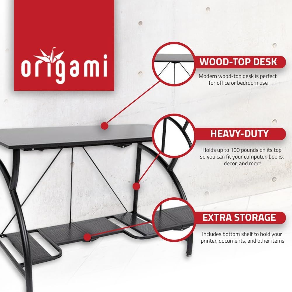 Space-Saving Folding Desk for  - Desk Setup With Laptop And Monitor ulasan dan harga