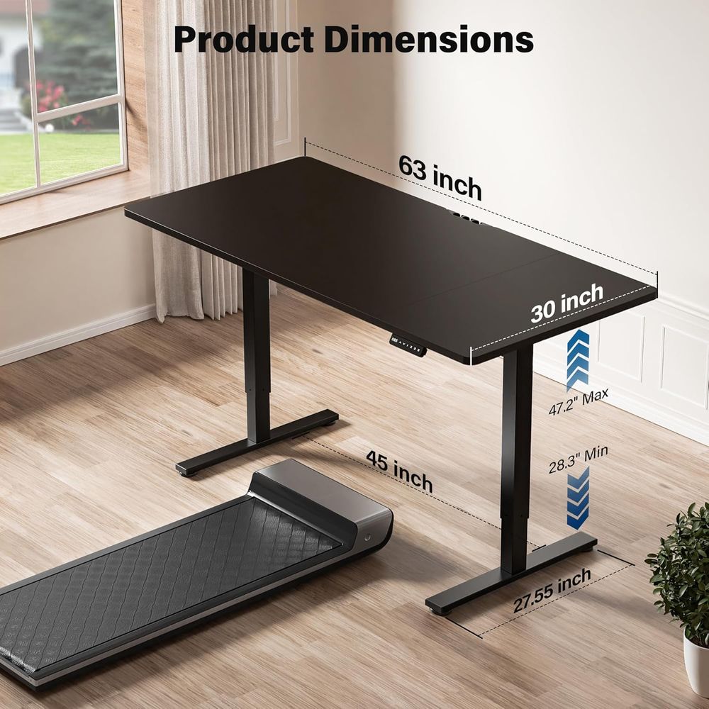 Large 63x30 Electric Adjustabl - Dual Monitor Desk Setup ulasan dan harga