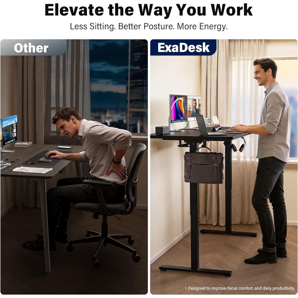 Large 63x30 Electric Adjustabl - Dual Monitor Desk Setup ulasan dan harga