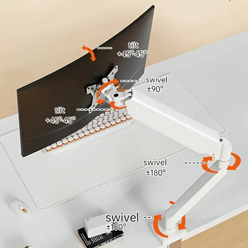 Height Adjustable White Single - Desk Setup With Monitor Arm ulasan dan harga