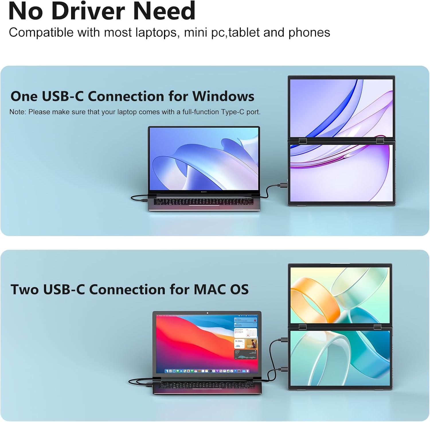 14‘’ Dual Portable Monitor Sta - Dual Monitor Desk Setup ulasan dan harga