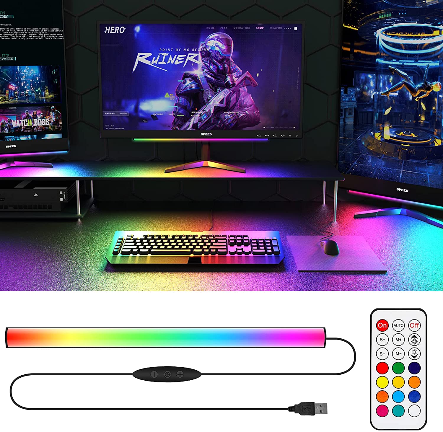 Under Monitor Light Bar RGB Dr - Desk Setup Rgb ulasan dan harga