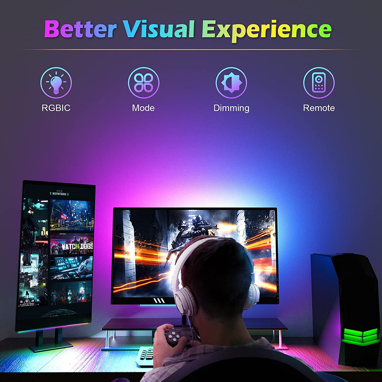 Under Monitor Light Bar RGB Dr - Desk Setup Rgb ulasan dan harga